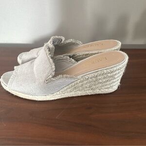 LAUREN by RALPH LAUREN Women's 8 Carlynda Beige Linen Wedge Espadrille Sandals